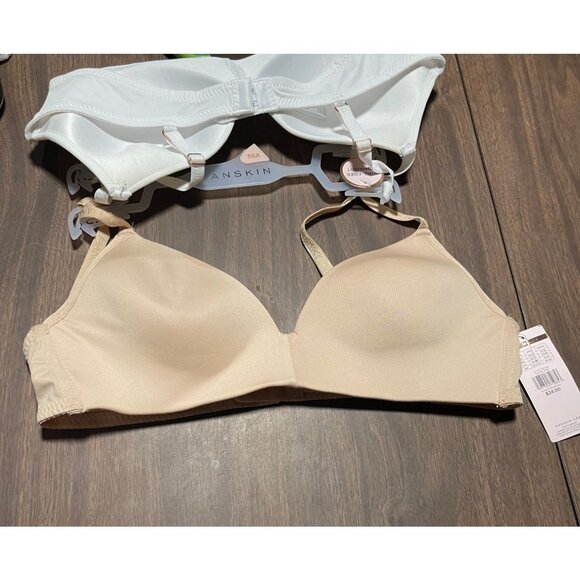 Danskin Girls 2 Pack Wire Free Bra Set Size 36A Lightweight Comfort White Beige - Picture 6 of 8